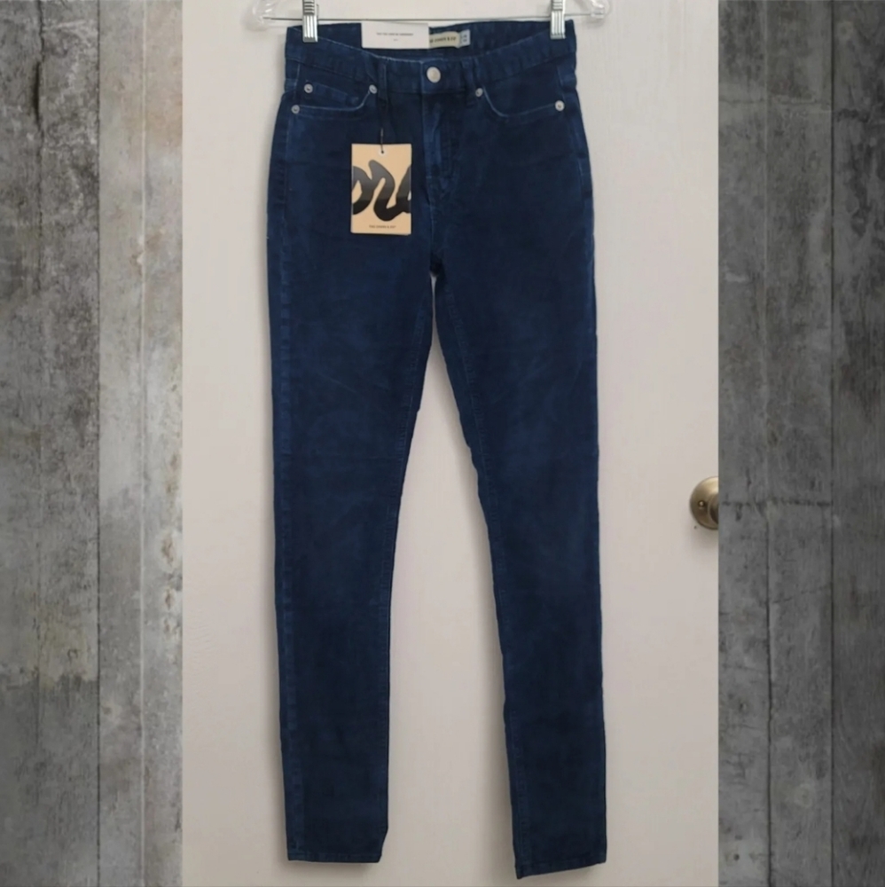 The Cords & Co "Hey" Corduroy Low Rise Skinny Pants 25 x 32 Raw Indigo - Picture 1 of 11